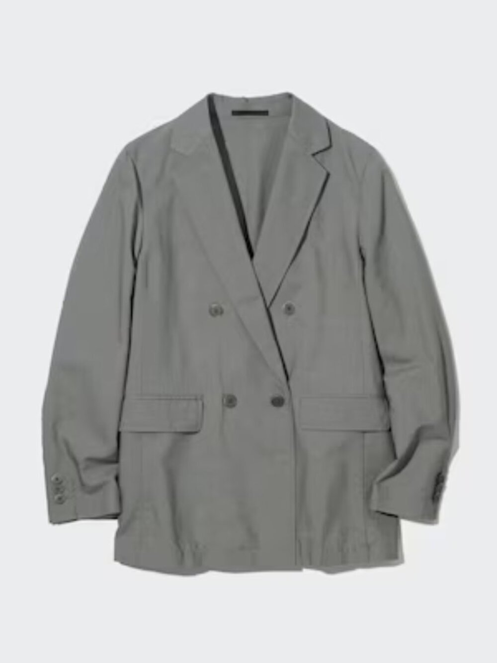 Uniqlo Linen Blend Olive green Double Breasted blazer // XS